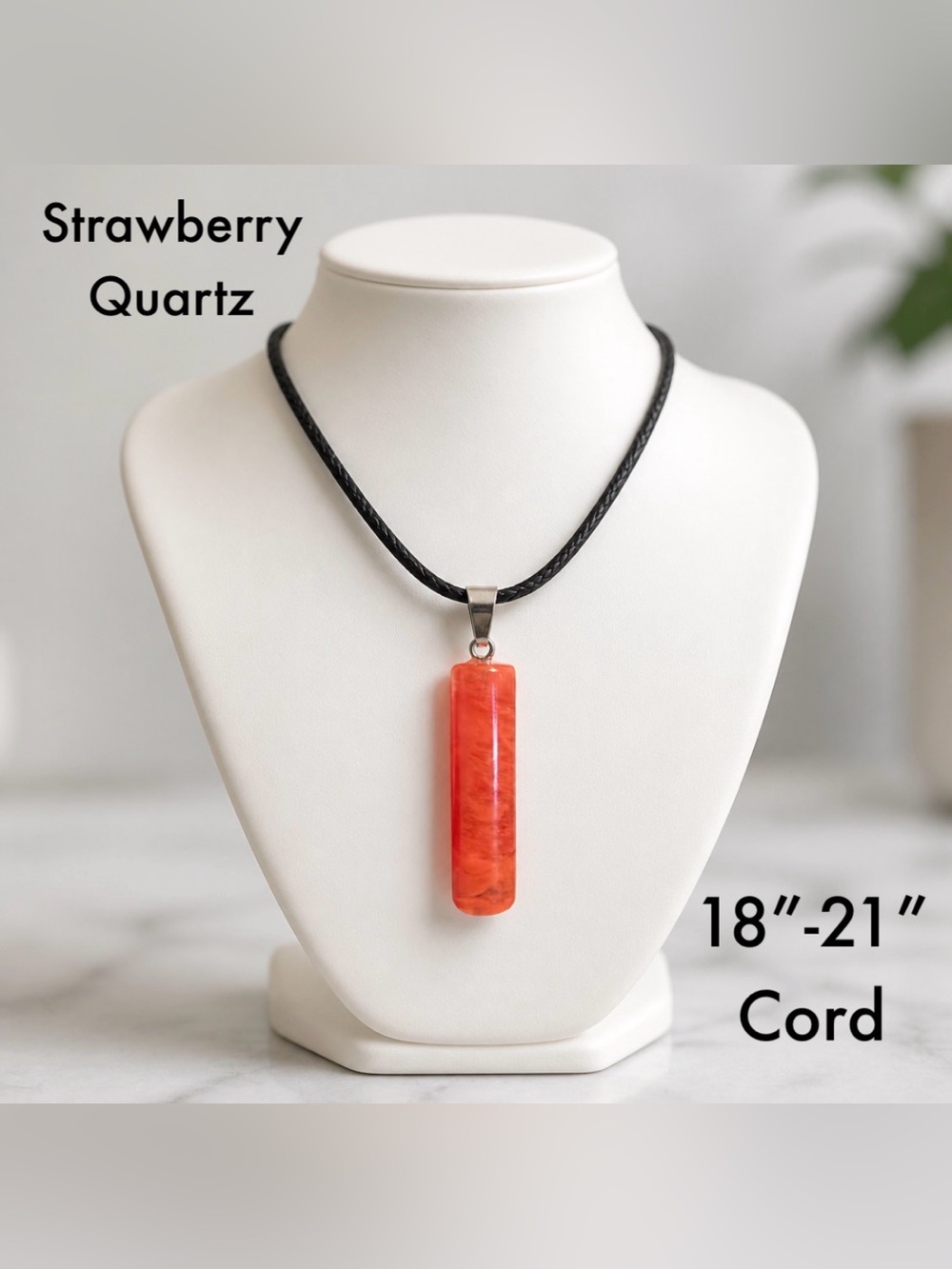 Strawberry Quartz Pendant Necklace - Crystal / Stone